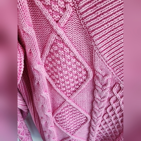 Aerie Cable Knit Sweater Pink Size Medium - Picture 3 of 7